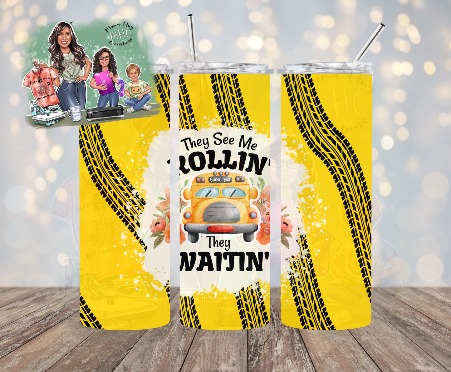 20oz They See me Rollin Bus Driver Tumbler