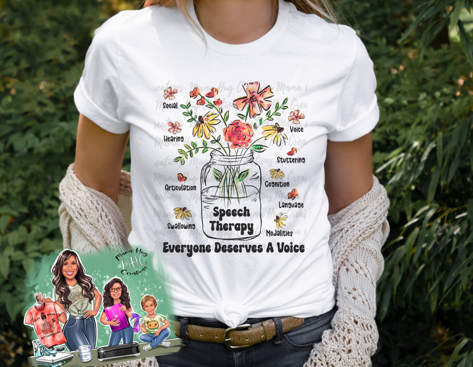 Speech Therapy Floral T-shirt